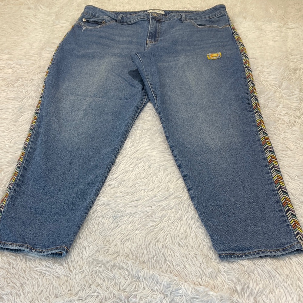 Knox Rose Blue Jeans with Colorful SIDE Trim WOMENS SIZE 16